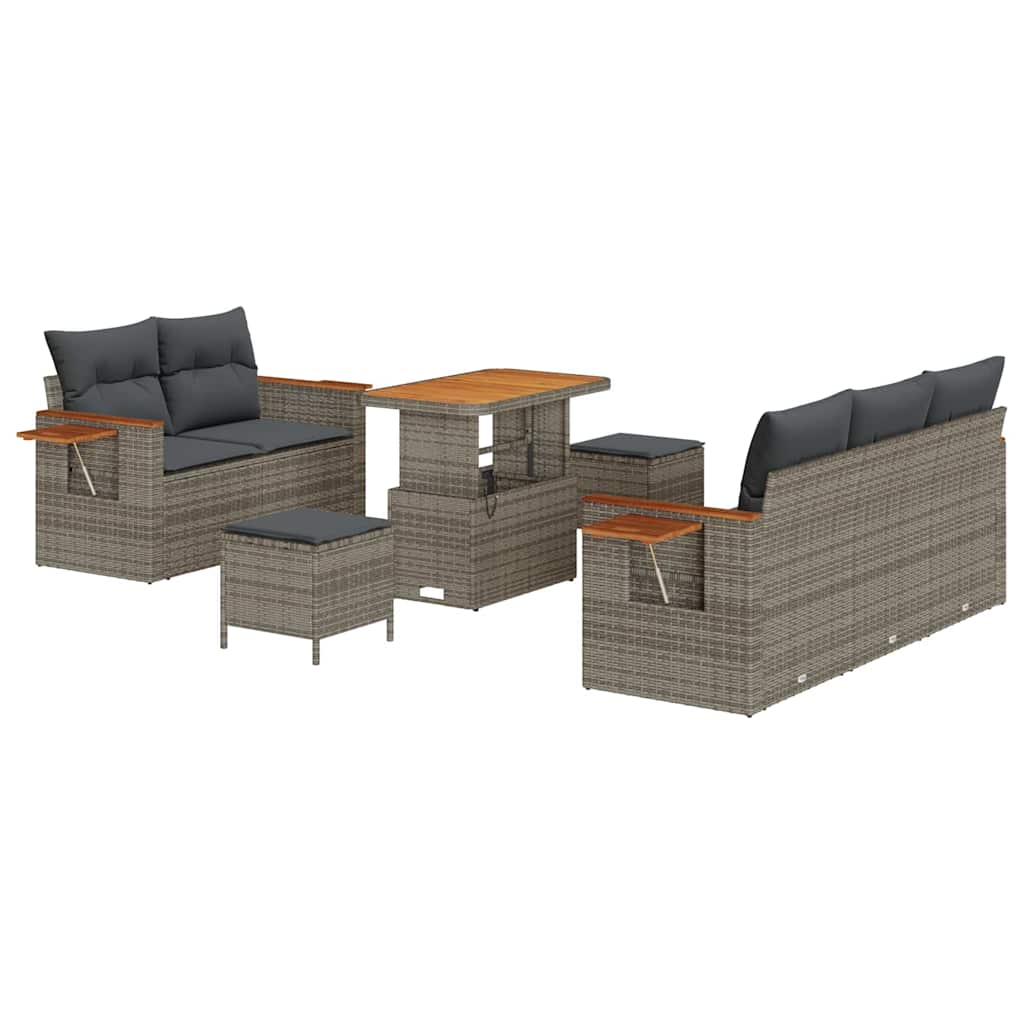 Tuinbankenset met kussen 10 pcs Grijs poly rattan is nu te koop bij PeponiXL, paradijselijk wonen!