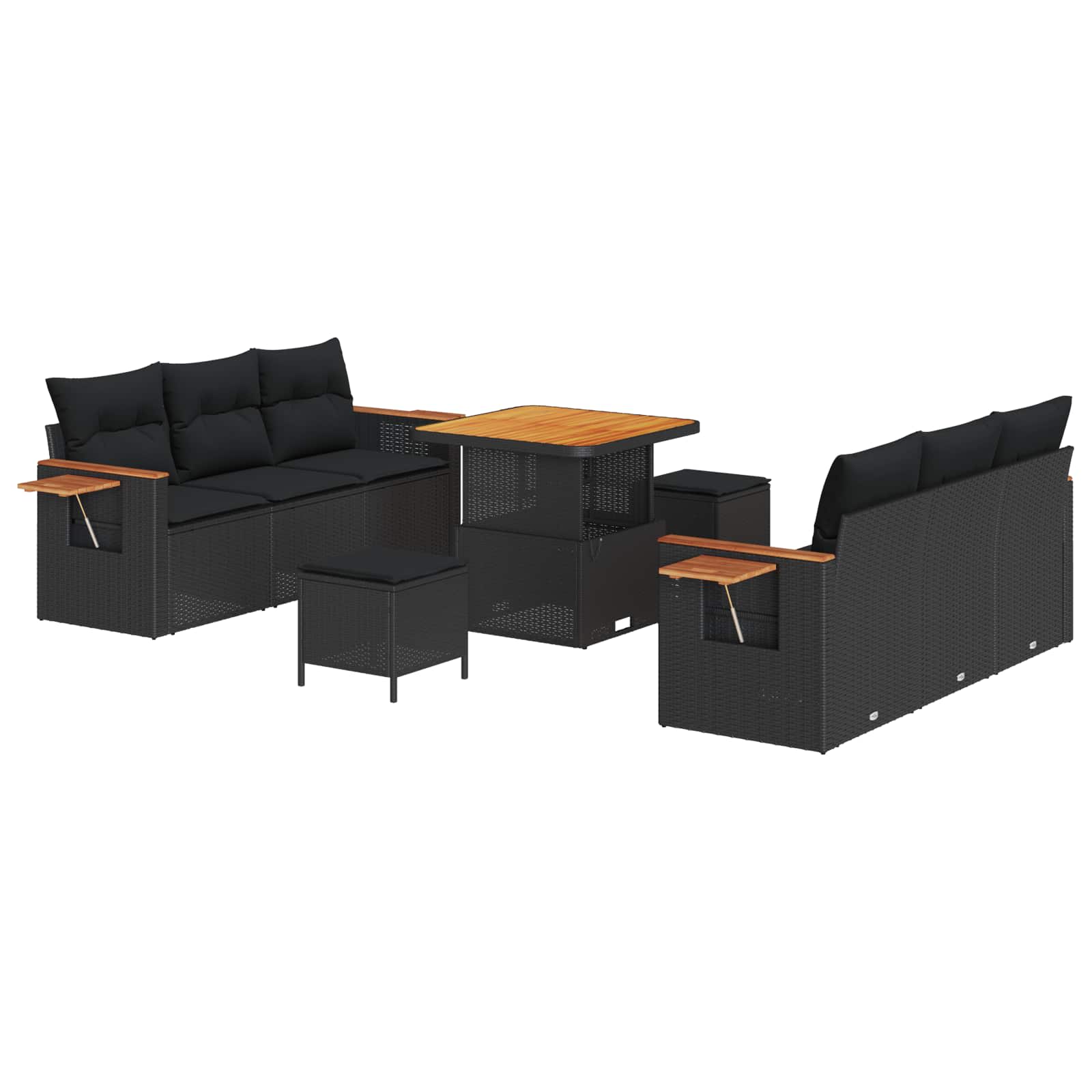 Tuinbankenset met kussen 11 pcs Zwart poly rattan is nu te koop bij PeponiXL, paradijselijk wonen!