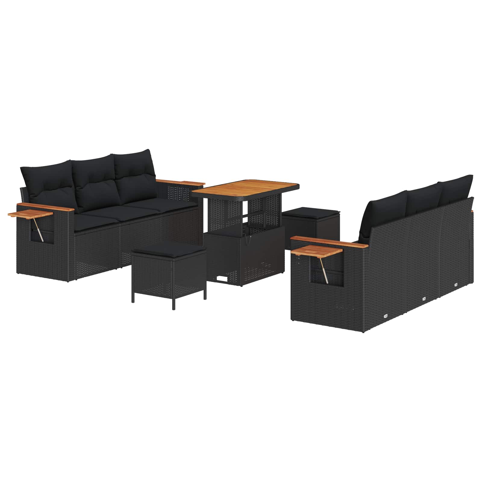 Tuinbankenset met kussen 11 pcs Zwart poly rattan is nu te koop bij PeponiXL, paradijselijk wonen!