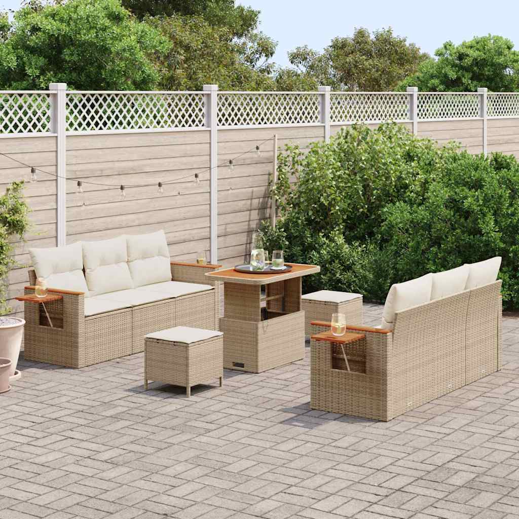 Tuinbankenset met kussen 11 pcs Beige en Crème poly rattan is nu te koop bij PeponiXL, paradijselijk wonen!