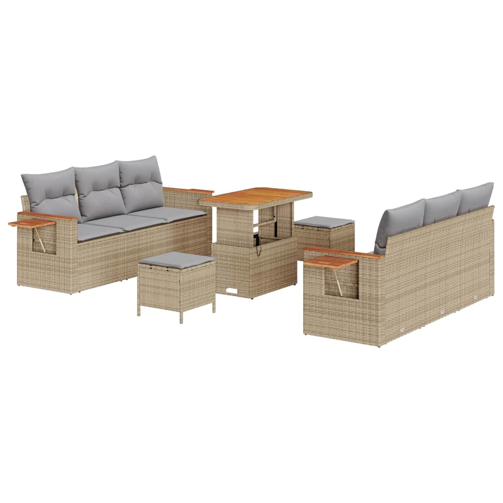 Tuinbankenset 11 pcs Beige en Licht Grijs poly rattan is nu te koop bij PeponiXL, paradijselijk wonen!