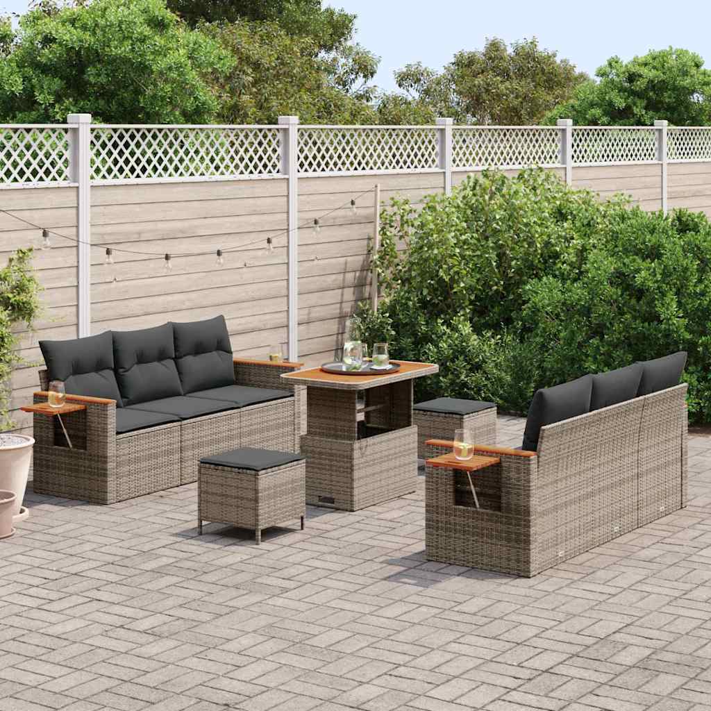 Tuinbankenset met kussen 11 pcs Grijs poly rattan is nu te koop bij PeponiXL, paradijselijk wonen!