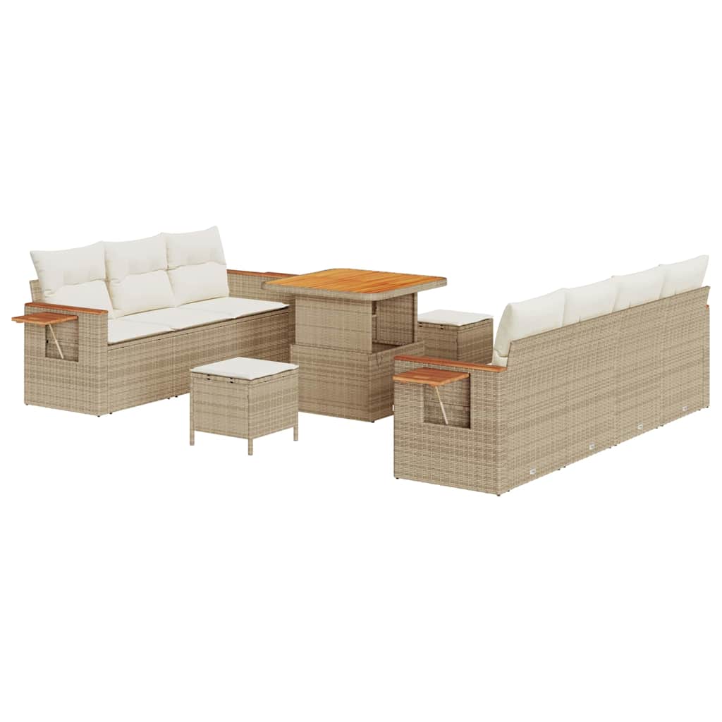 Tuinbankenset met kussen 13 pcs Beige en Crème poly rattan is nu te koop bij PeponiXL, paradijselijk wonen!