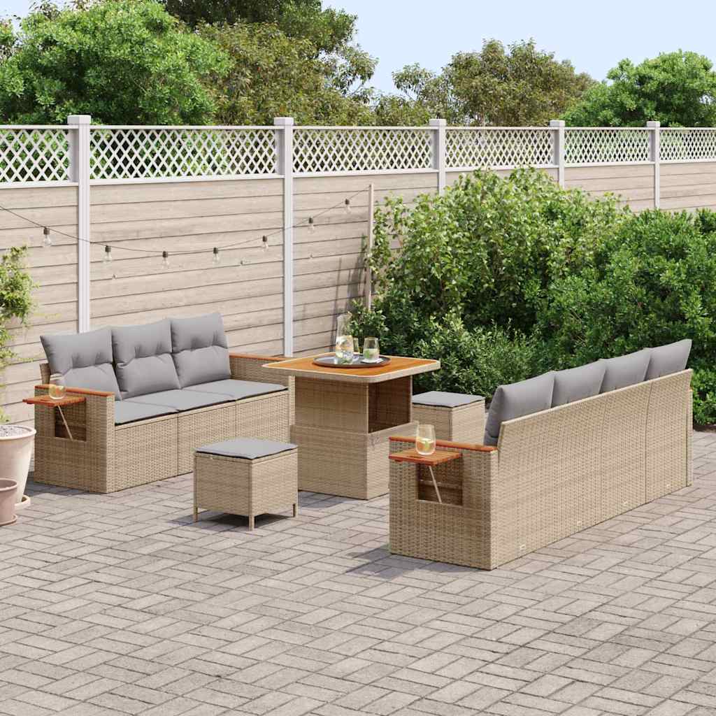 Tuinbankenset 13 pcs Beige en Licht Grijs poly rattan is nu te koop bij PeponiXL, paradijselijk wonen!