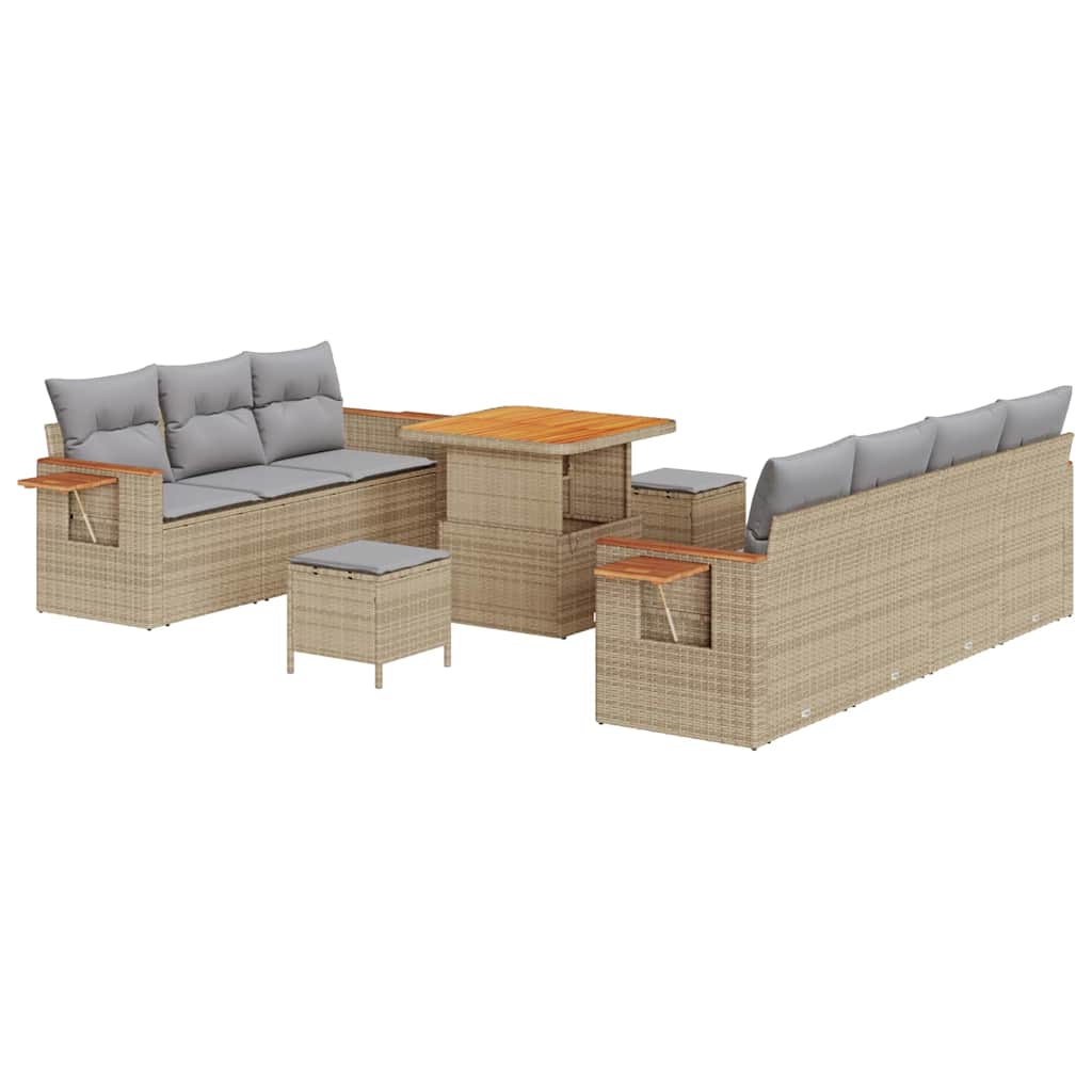 Tuinbankenset 13 pcs Beige en Licht Grijs poly rattan is nu te koop bij PeponiXL, paradijselijk wonen!