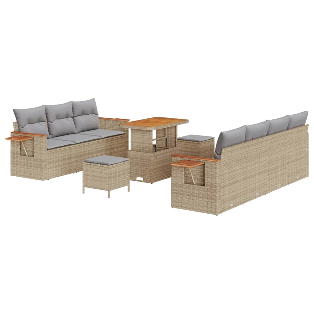 Tuinbankenset 13 pcs Beige en Licht Grijs poly rattan is nu te koop bij PeponiXL, paradijselijk wonen!