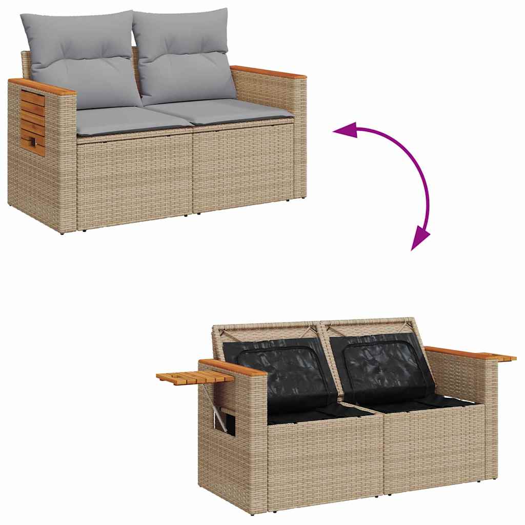 Tuinbankenset 13 pcs Beige en Licht Grijs poly rattan is nu te koop bij PeponiXL, paradijselijk wonen!