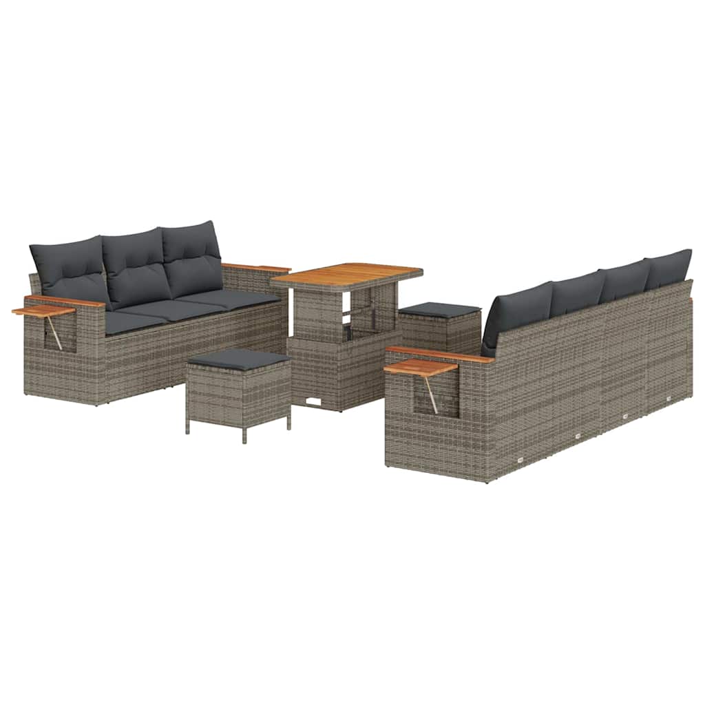 Tuinbankenset met kussen 13 pcs Grijs poly rattan is nu te koop bij PeponiXL, paradijselijk wonen!