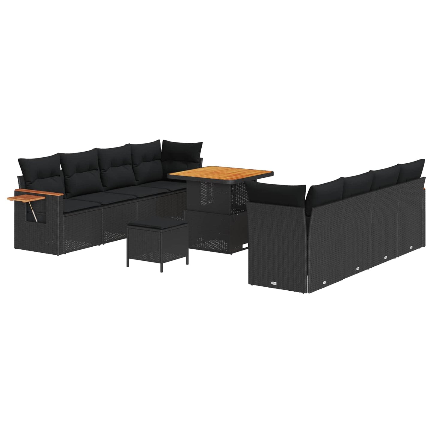 Tuinbankenset met kussen 12 pcs Zwart poly rattan is nu te koop bij PeponiXL, paradijselijk wonen!