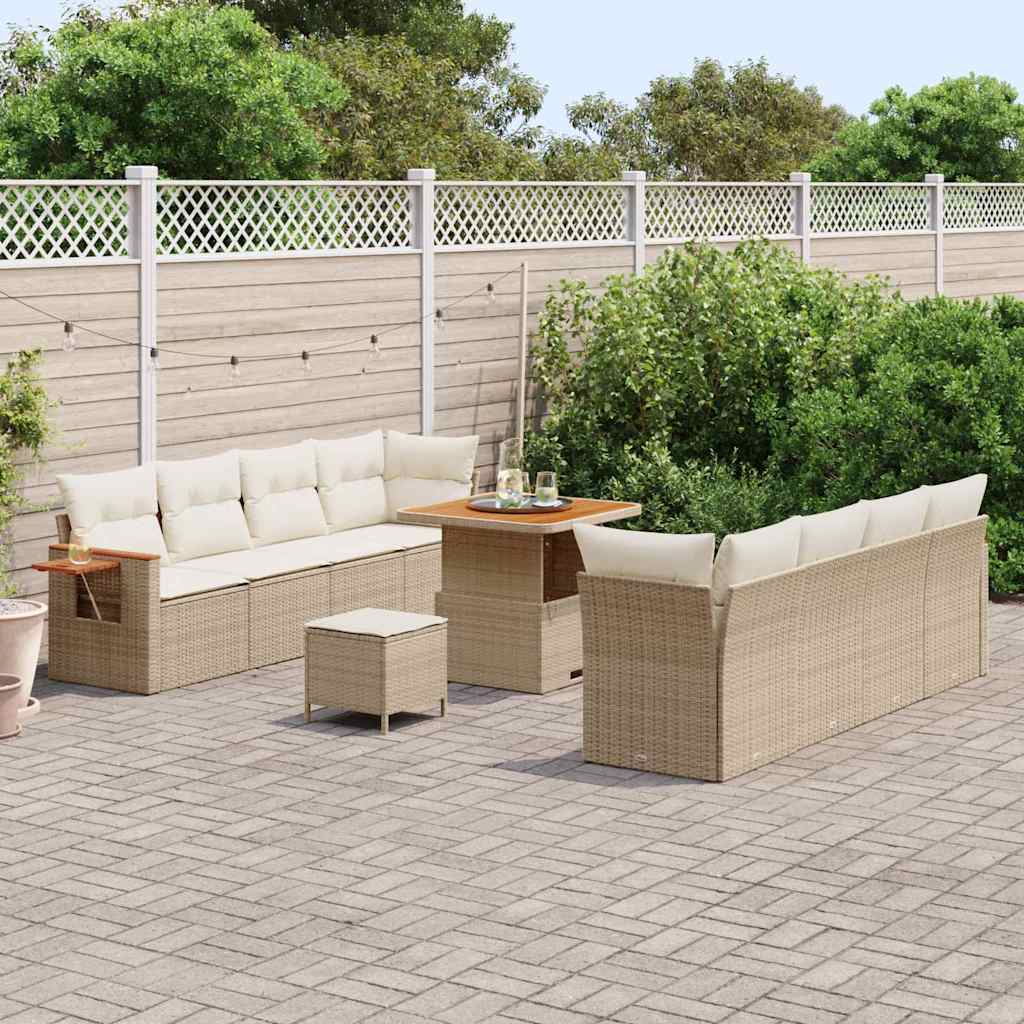 Tuinbankenset met kussen 12 pcs Beige en Crème poly rattan is nu te koop bij PeponiXL, paradijselijk wonen!