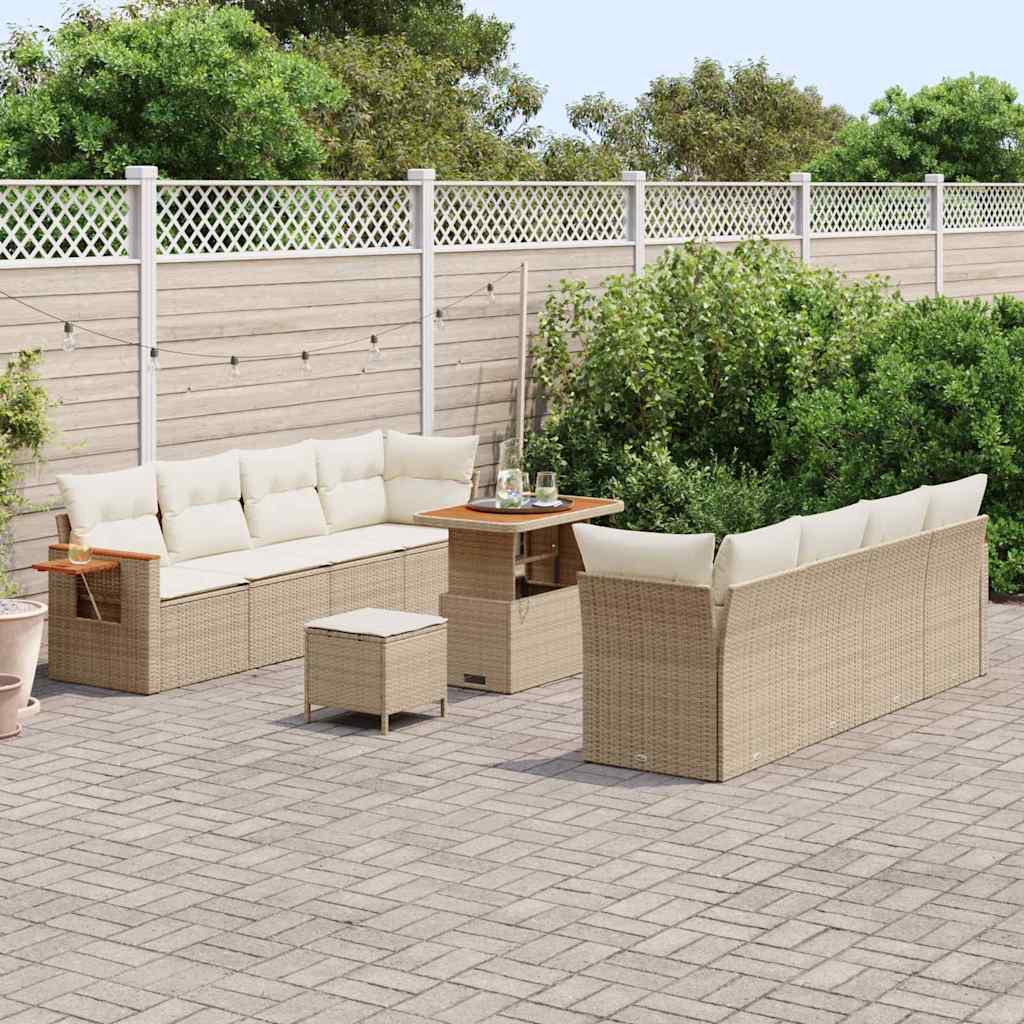 Tuinbankenset met kussen 12 pcs Beige en Crème poly rattan is nu te koop bij PeponiXL, paradijselijk wonen!