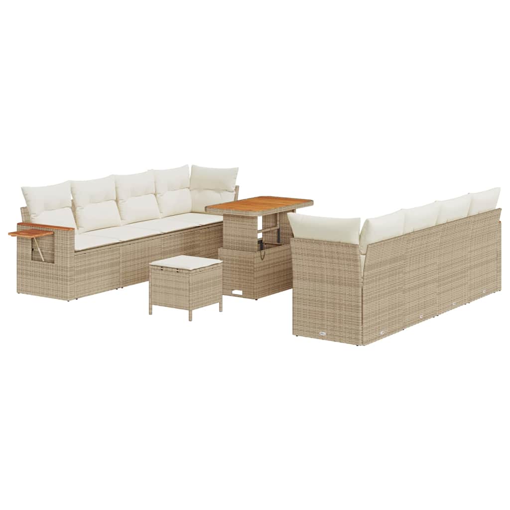 Tuinbankenset met kussen 12 pcs Beige en Crème poly rattan is nu te koop bij PeponiXL, paradijselijk wonen!
