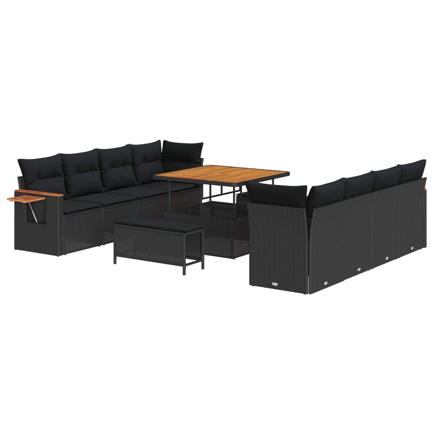 Tuinbankenset met kussen 12 pcs Zwart poly rattan is nu te koop bij PeponiXL, paradijselijk wonen!