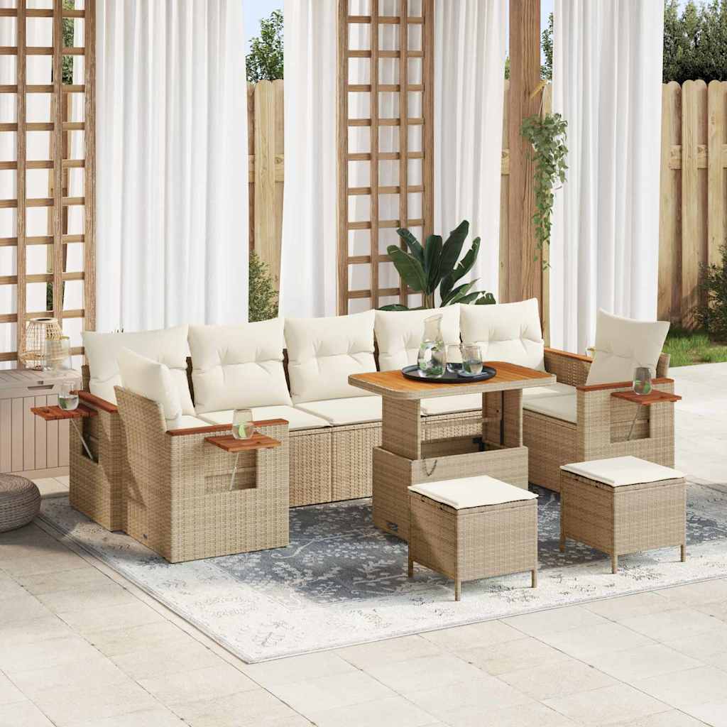 Tuinbankenset met kussen 13 pcs Beige en Crème poly rattan is nu te koop bij PeponiXL, paradijselijk wonen!