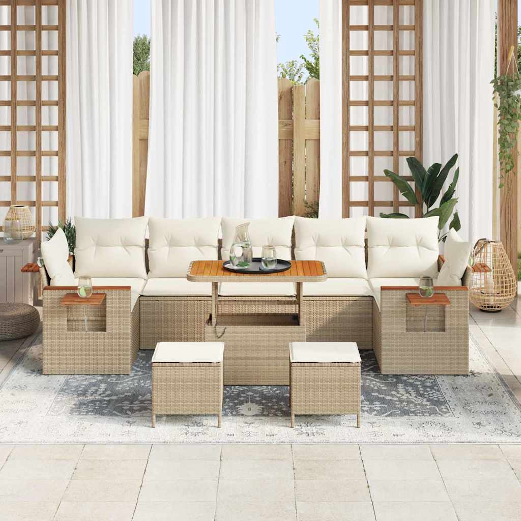 Tuinbankenset met kussen 13 pcs Beige en Crème poly rattan is nu te koop bij PeponiXL, paradijselijk wonen!