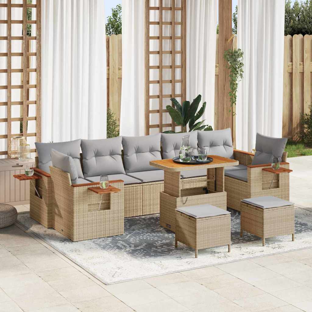 Tuinbankenset 13 pcs Beige en Licht Grijs poly rattan is nu te koop bij PeponiXL, paradijselijk wonen!