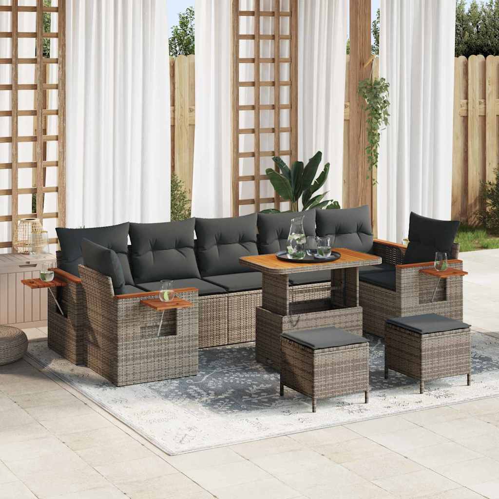 Tuinbankenset met kussen 13 pcs Grijs poly rattan is nu te koop bij PeponiXL, paradijselijk wonen!