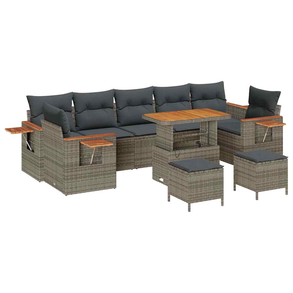Tuinbankenset met kussen 13 pcs Grijs poly rattan is nu te koop bij PeponiXL, paradijselijk wonen!