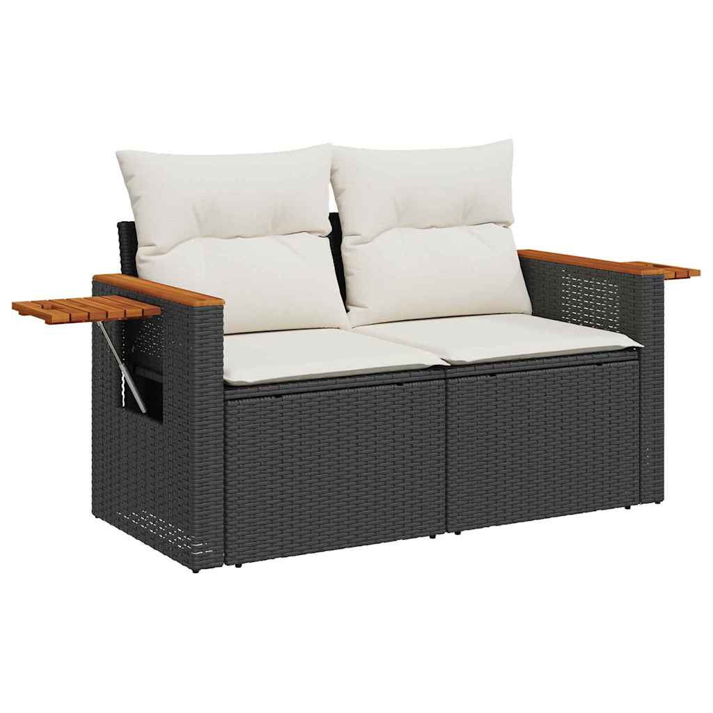 Tuinbankenset met kussen 9 pcs Zwart en Crème poly rattan is nu te koop bij PeponiXL, paradijselijk wonen!