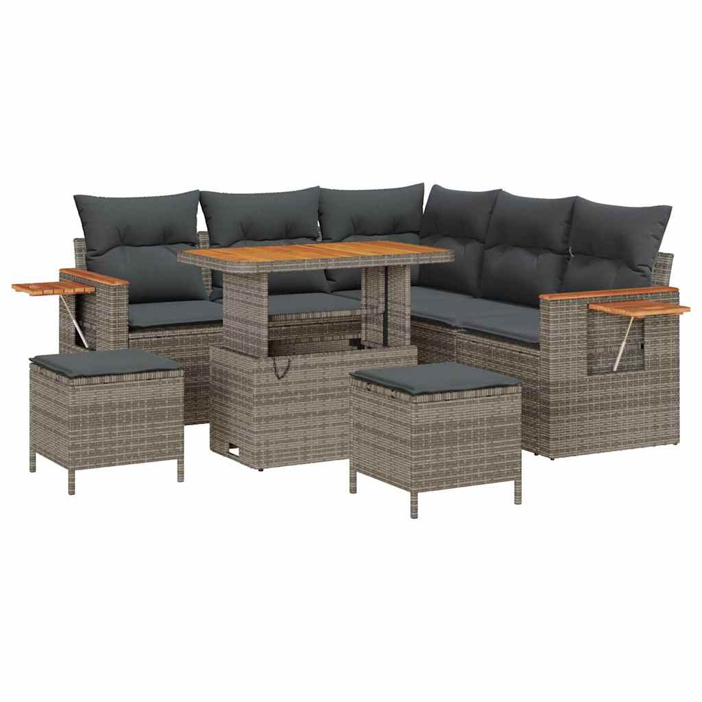 Tuinbankenset met kussen 9 pcs Grijs poly rattan is nu te koop bij PeponiXL, paradijselijk wonen!