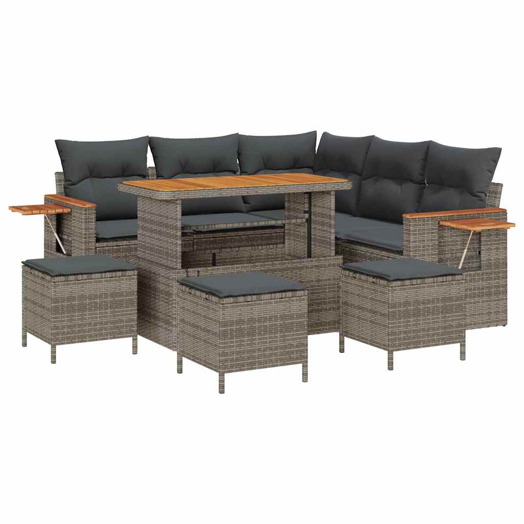 Tuinbankenset met kussen 10 pcs Grijs poly rattan is nu te koop bij PeponiXL, paradijselijk wonen!