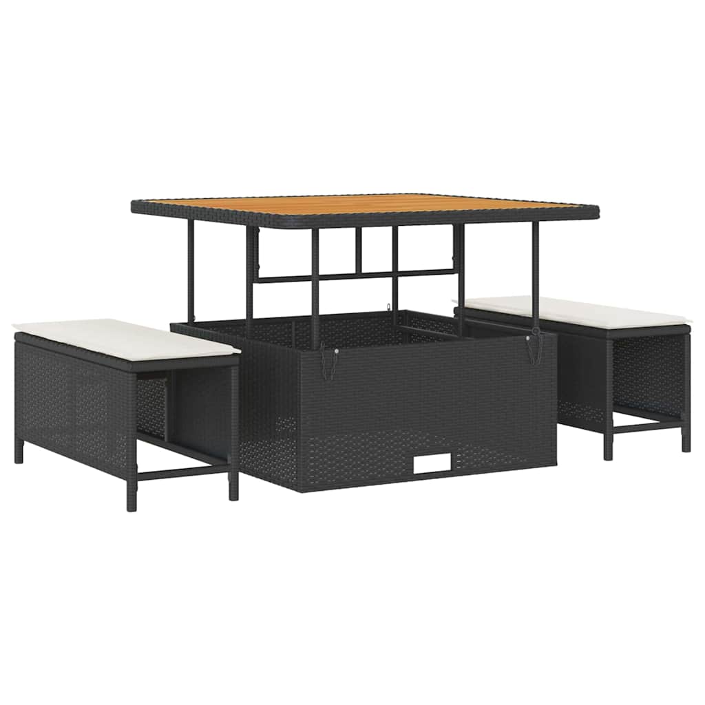 Tuinbankenset met kussen 11 pcs Zwart en Crème poly rattan is nu te koop bij PeponiXL, paradijselijk wonen!