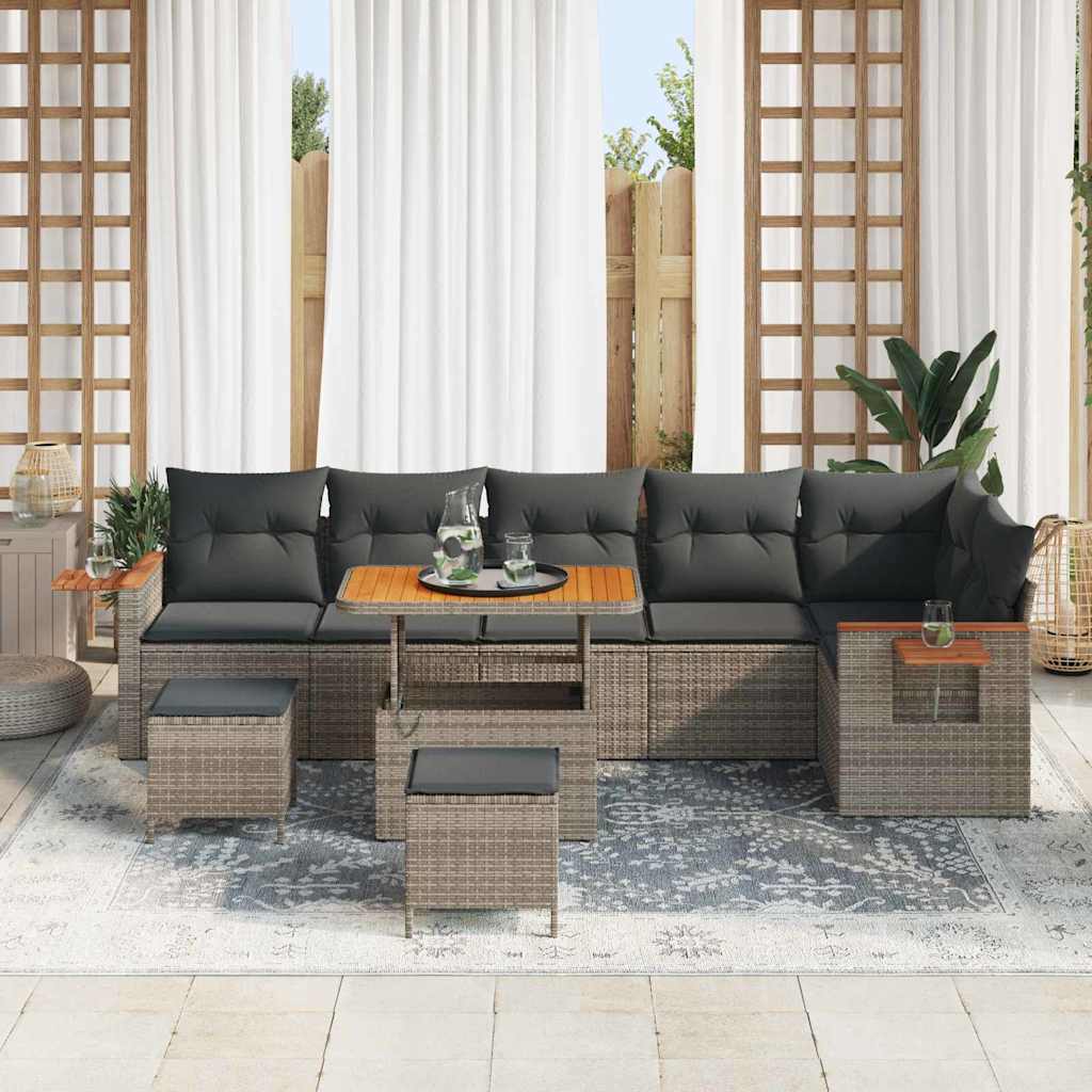 Tuinbankenset met kussen 11 pcs Grijs poly rattan is nu te koop bij PeponiXL, paradijselijk wonen!