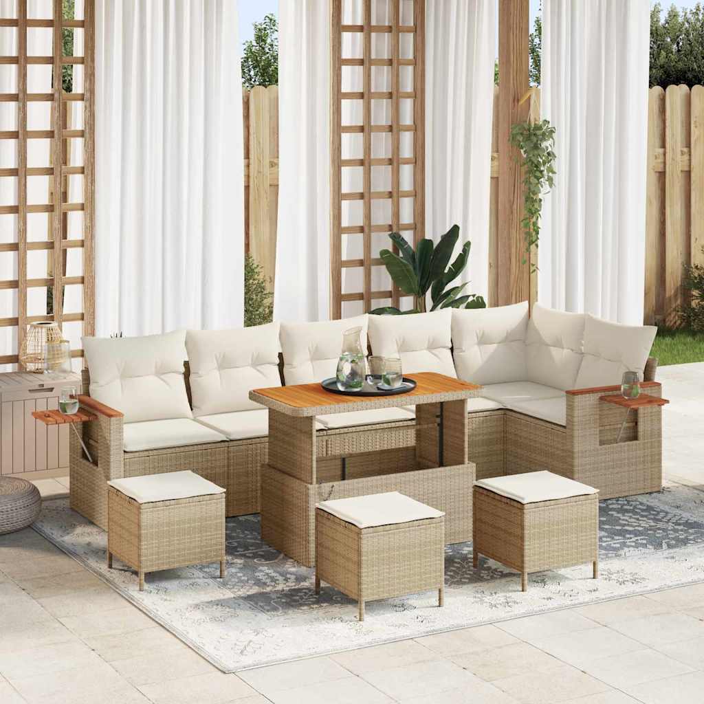 Tuinbankenset met kussen 12 pcs Beige en Crème poly rattan is nu te koop bij PeponiXL, paradijselijk wonen!