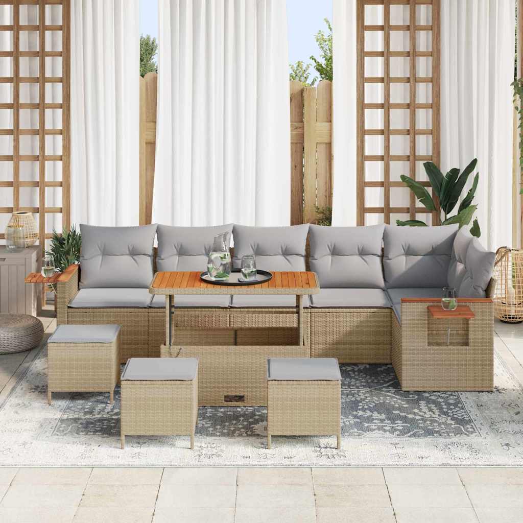 Tuinbankenset 12 pcs Beige en Licht Grijs poly rattan is nu te koop bij PeponiXL, paradijselijk wonen!