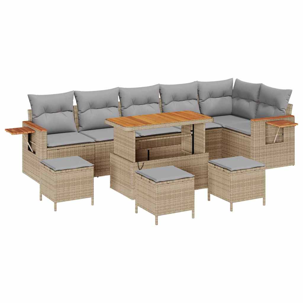 Tuinbankenset 12 pcs Beige en Licht Grijs poly rattan is nu te koop bij PeponiXL, paradijselijk wonen!
