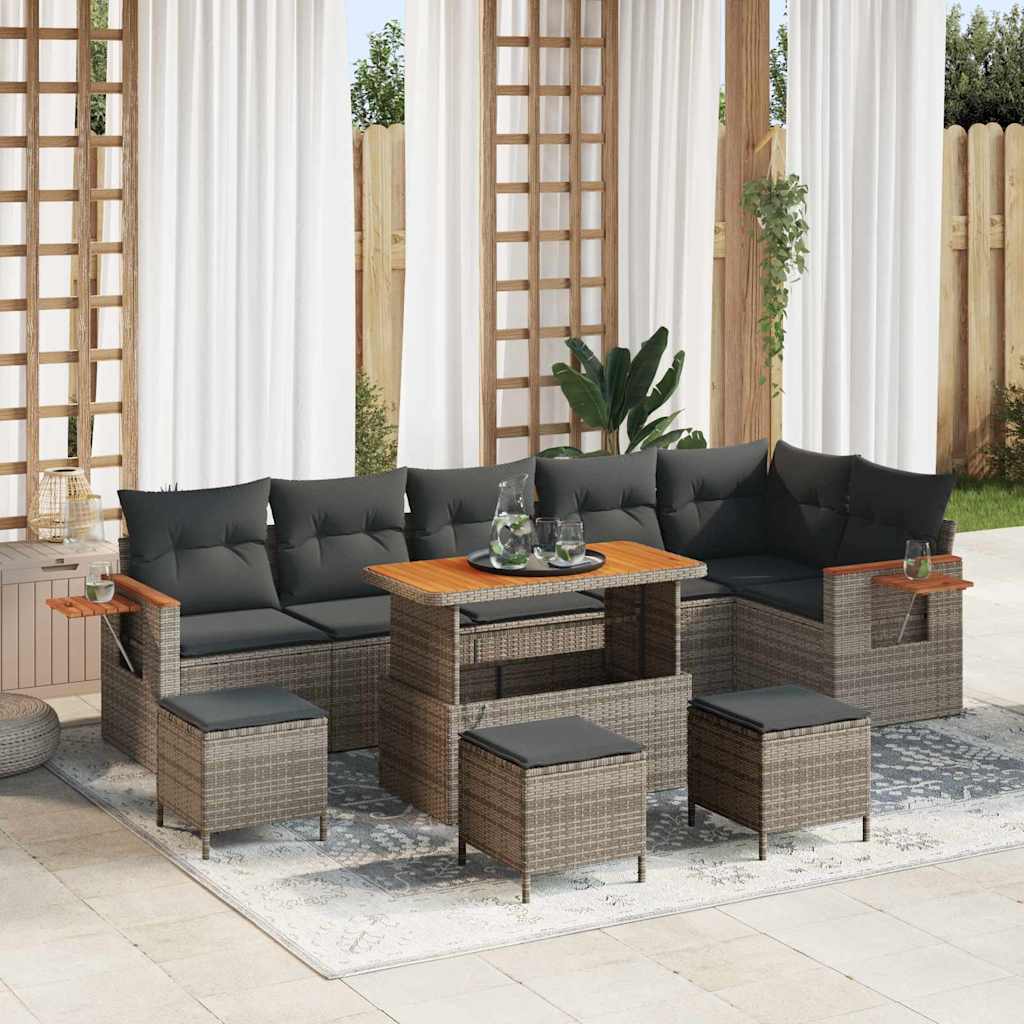 Tuinbankenset met kussen 12 pcs Grijs poly rattan is nu te koop bij PeponiXL, paradijselijk wonen!