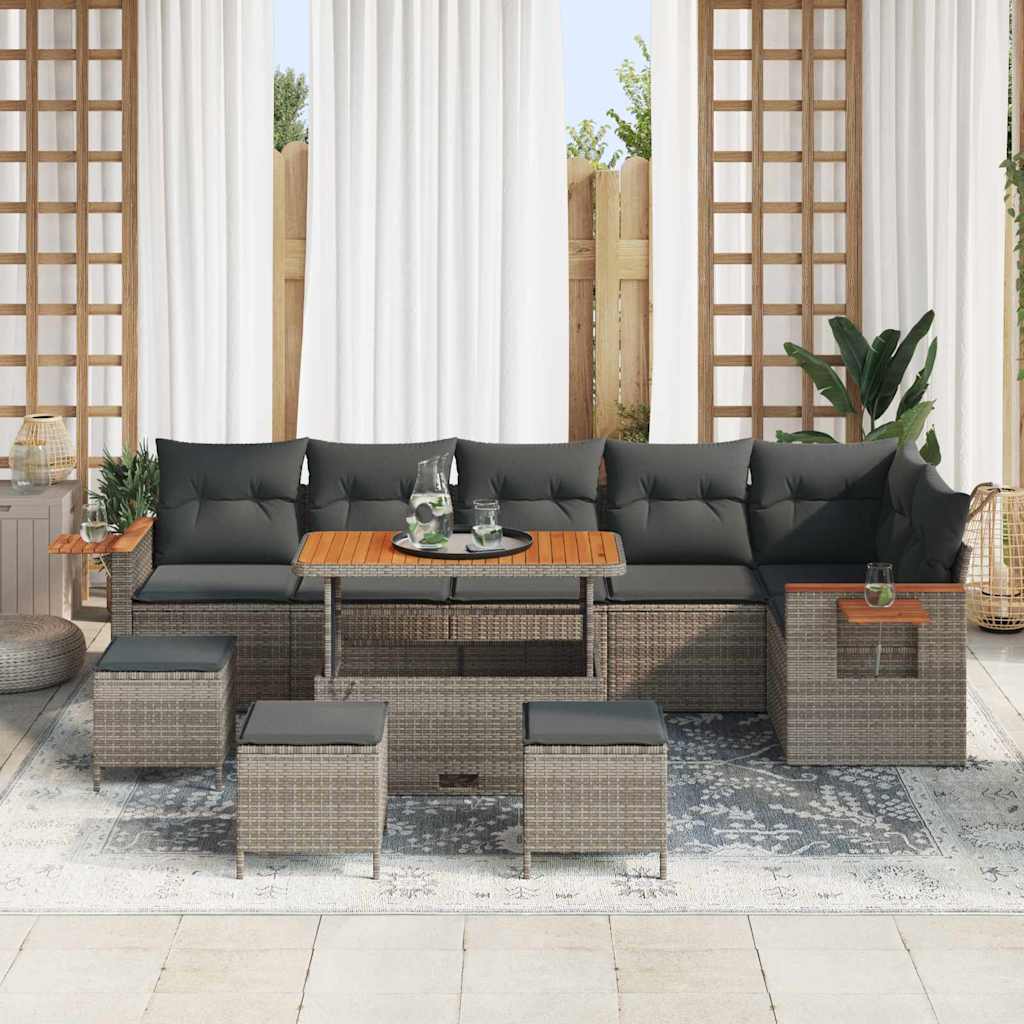 Tuinbankenset met kussen 12 pcs Grijs poly rattan is nu te koop bij PeponiXL, paradijselijk wonen!