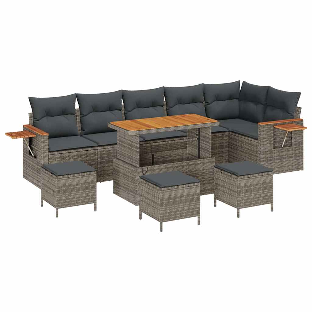 Tuinbankenset met kussen 12 pcs Grijs poly rattan is nu te koop bij PeponiXL, paradijselijk wonen!