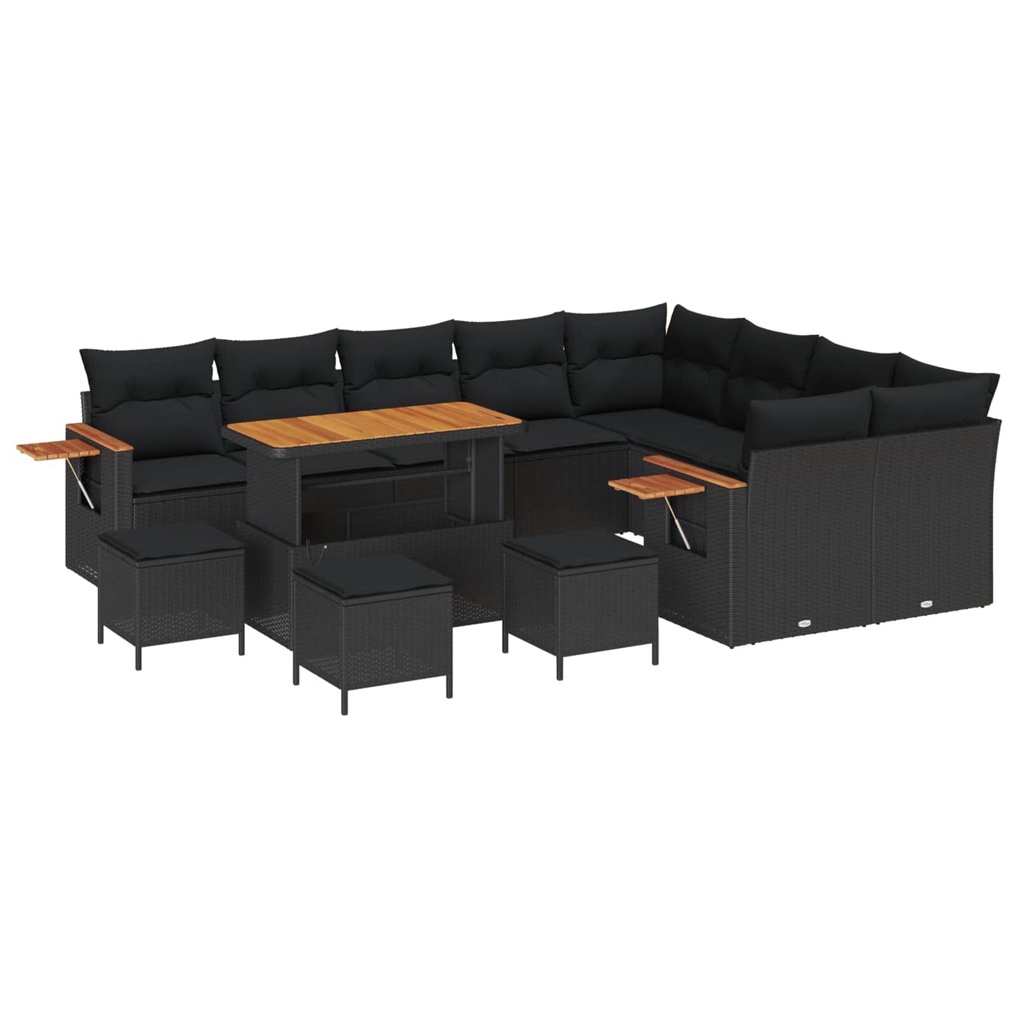 Tuinbankenset met kussen 14 pcs Zwart poly rattan is nu te koop bij PeponiXL, paradijselijk wonen!