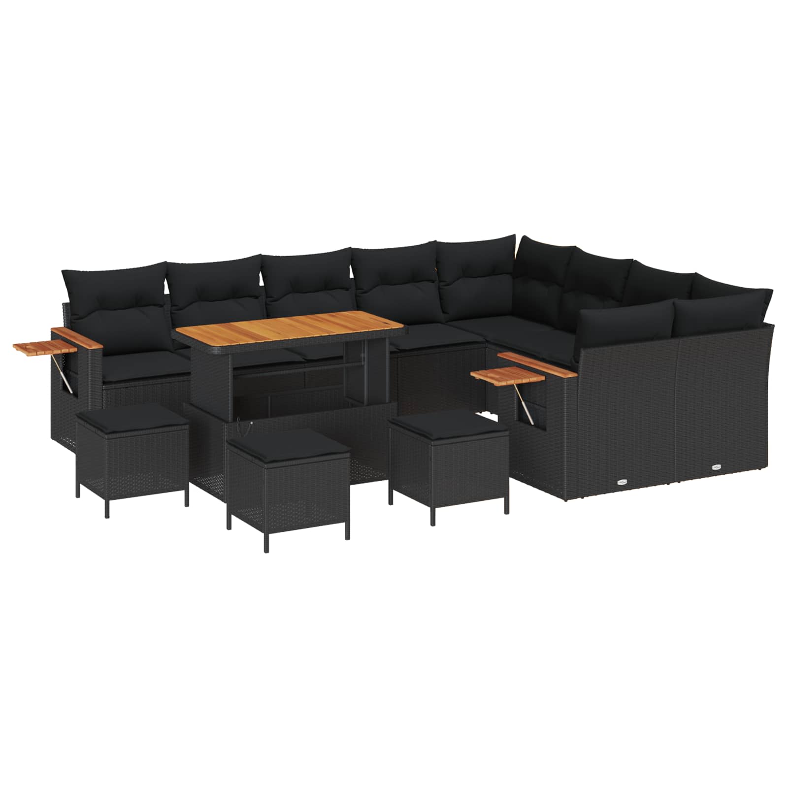 Tuinbankenset met kussen 14 pcs Zwart poly rattan is nu te koop bij PeponiXL, paradijselijk wonen!