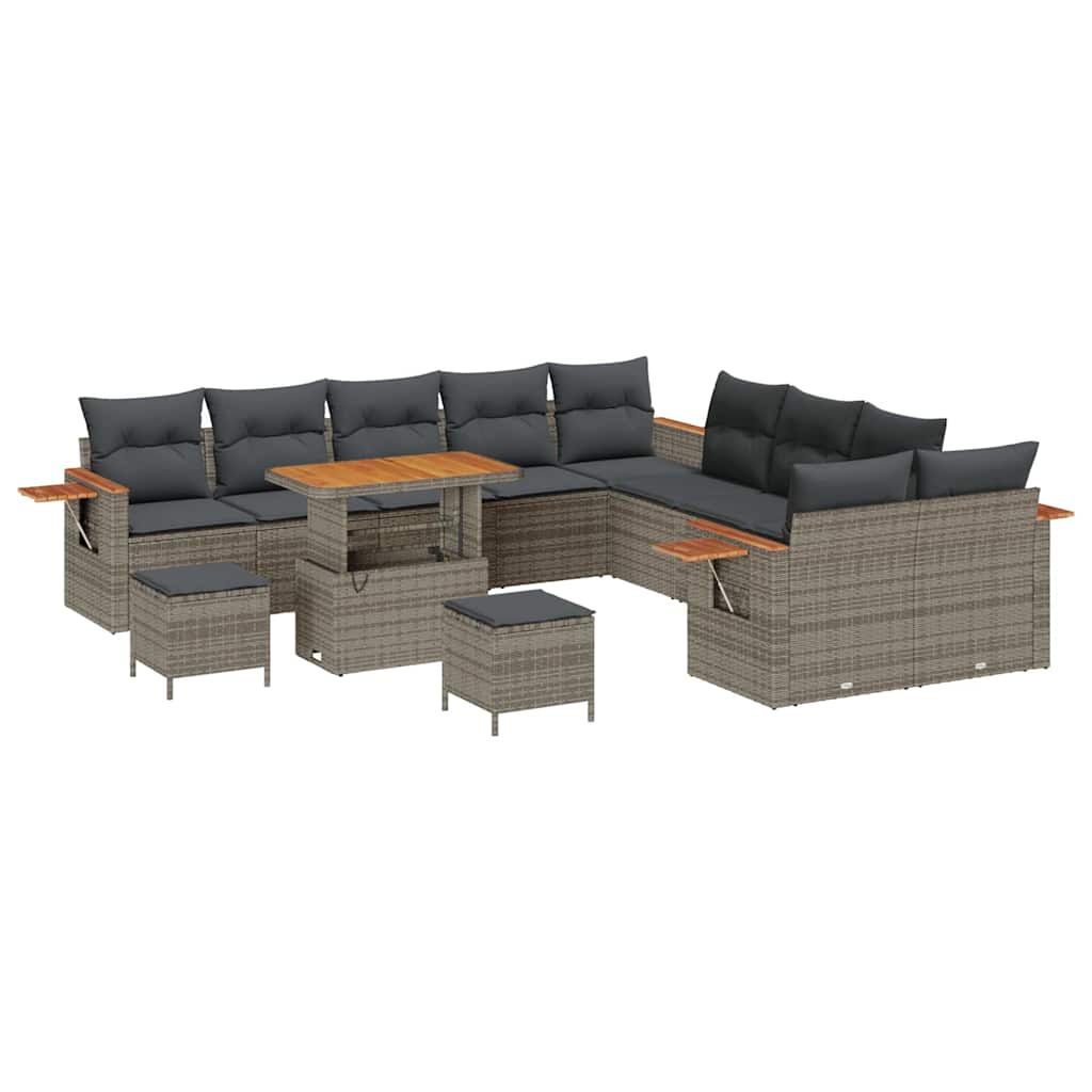 Tuinbankenset met kussen 17 pcs Grijs poly rattan is nu te koop bij PeponiXL, paradijselijk wonen!