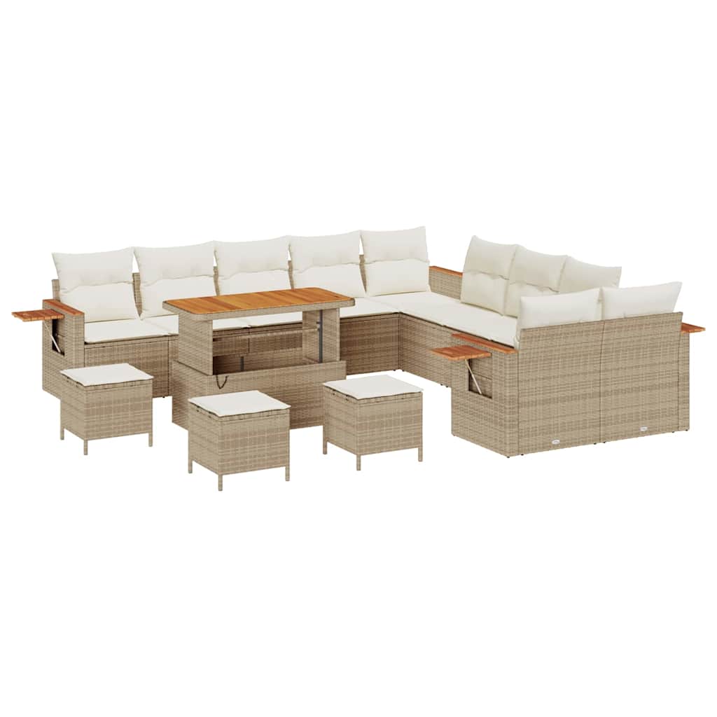 Tuinbankenset met kussen 18 pcs Beige en Crème poly rattan is nu te koop bij PeponiXL, paradijselijk wonen!