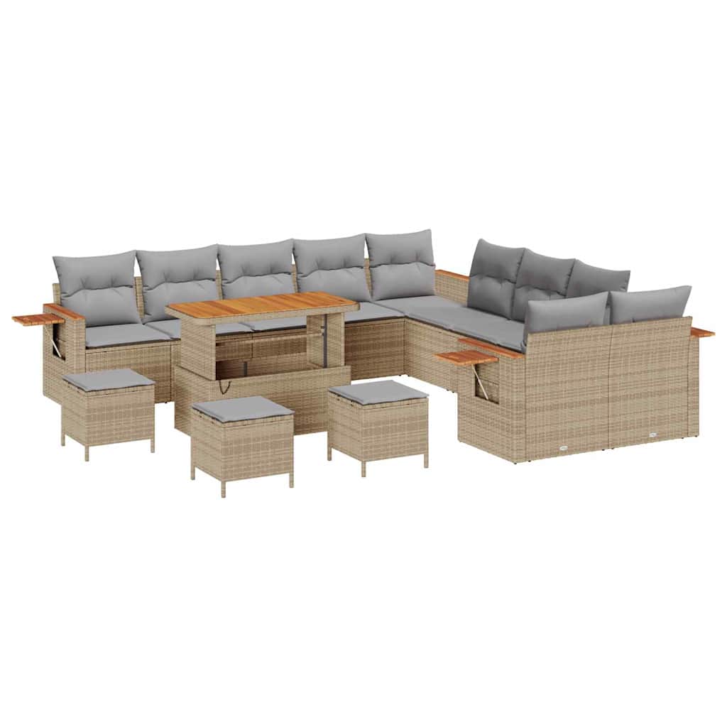 Tuinbankenset 18 pcs Beige en Licht Grijs poly rattan is nu te koop bij PeponiXL, paradijselijk wonen!