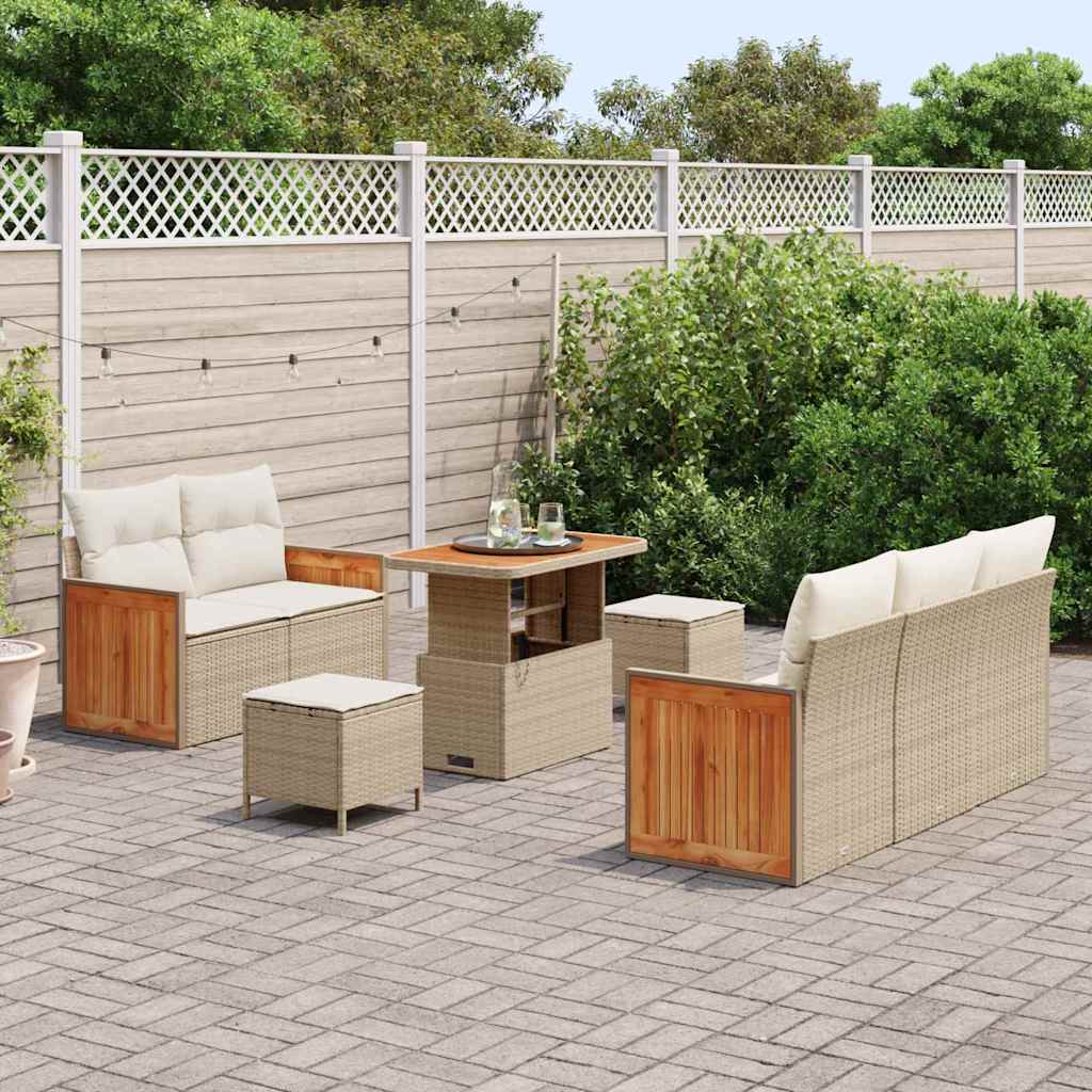 Tuinbankenset met kussen 10 pcs Beige en Crème poly rattan is nu te koop bij PeponiXL, paradijselijk wonen!