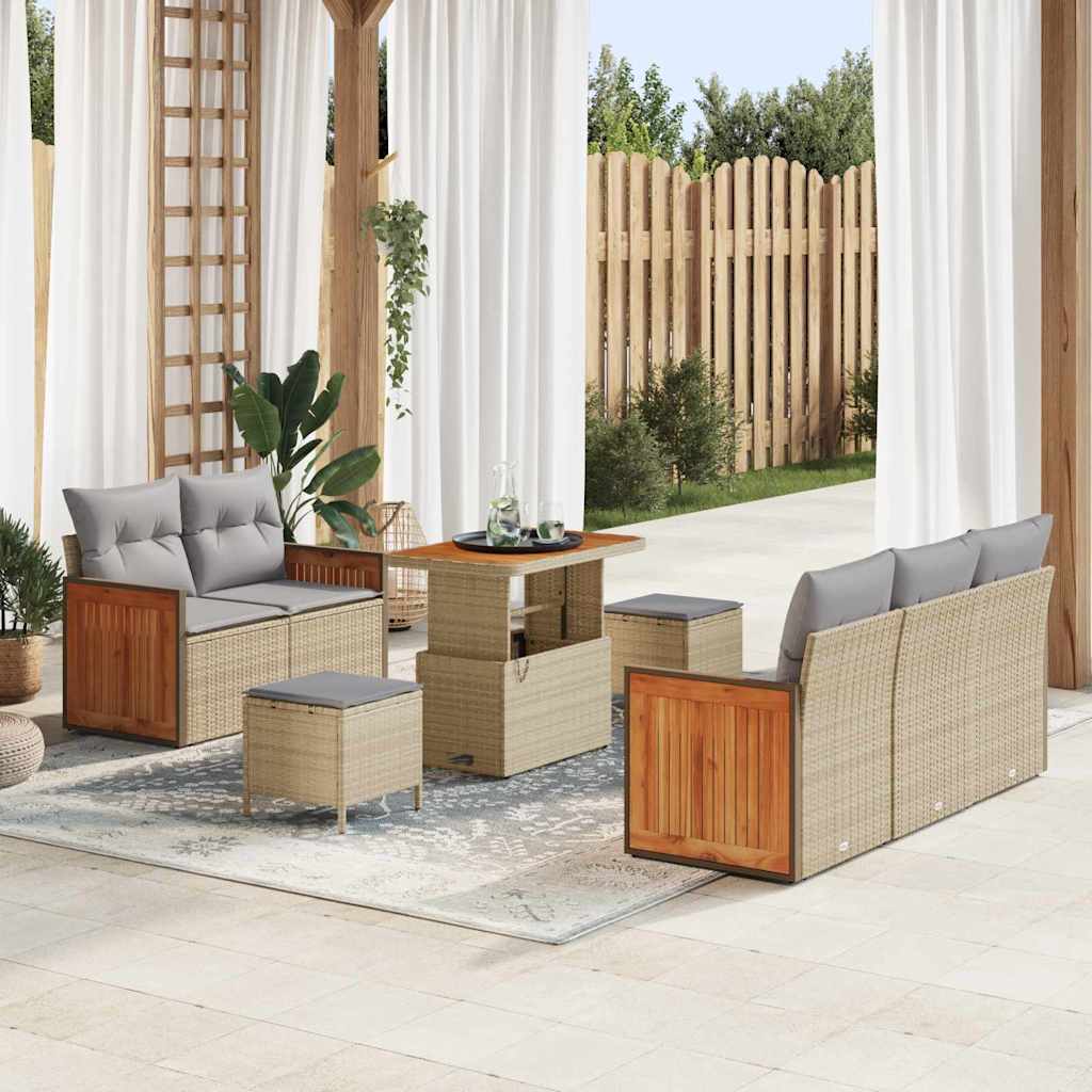 Tuinbankenset 10 pcs Beige en Licht Grijs poly rattan is nu te koop bij PeponiXL, paradijselijk wonen!