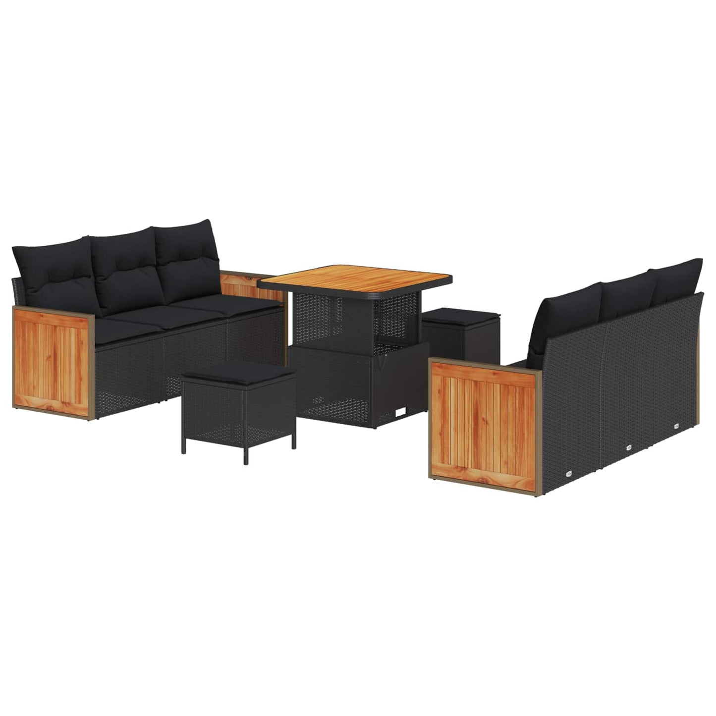 Tuinbankenset met kussen 11 pcs Zwart poly rattan is nu te koop bij PeponiXL, paradijselijk wonen!