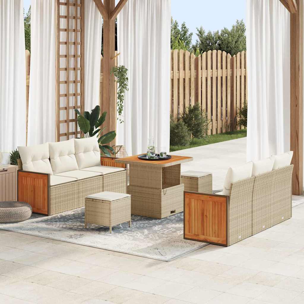 Tuinbankenset met kussen 11 pcs Beige en Crème poly rattan is nu te koop bij PeponiXL, paradijselijk wonen!
