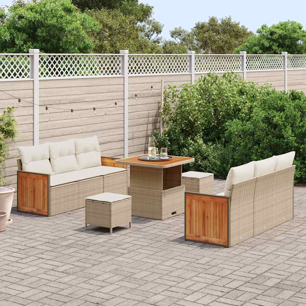 Tuinbankenset met kussen 11 pcs Beige en Crème poly rattan is nu te koop bij PeponiXL, paradijselijk wonen!
