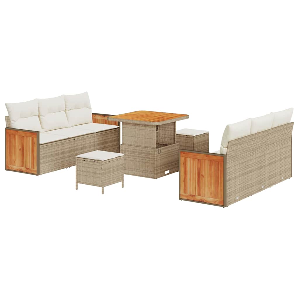 Tuinbankenset met kussen 11 pcs Beige en Crème poly rattan is nu te koop bij PeponiXL, paradijselijk wonen!