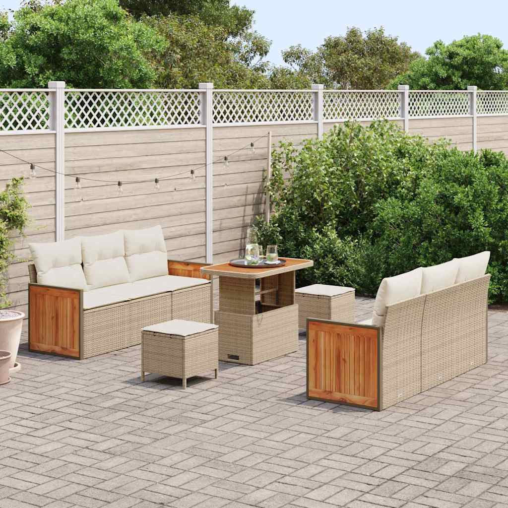 Tuinbankenset met kussen 11 pcs Beige en Crème poly rattan is nu te koop bij PeponiXL, paradijselijk wonen!