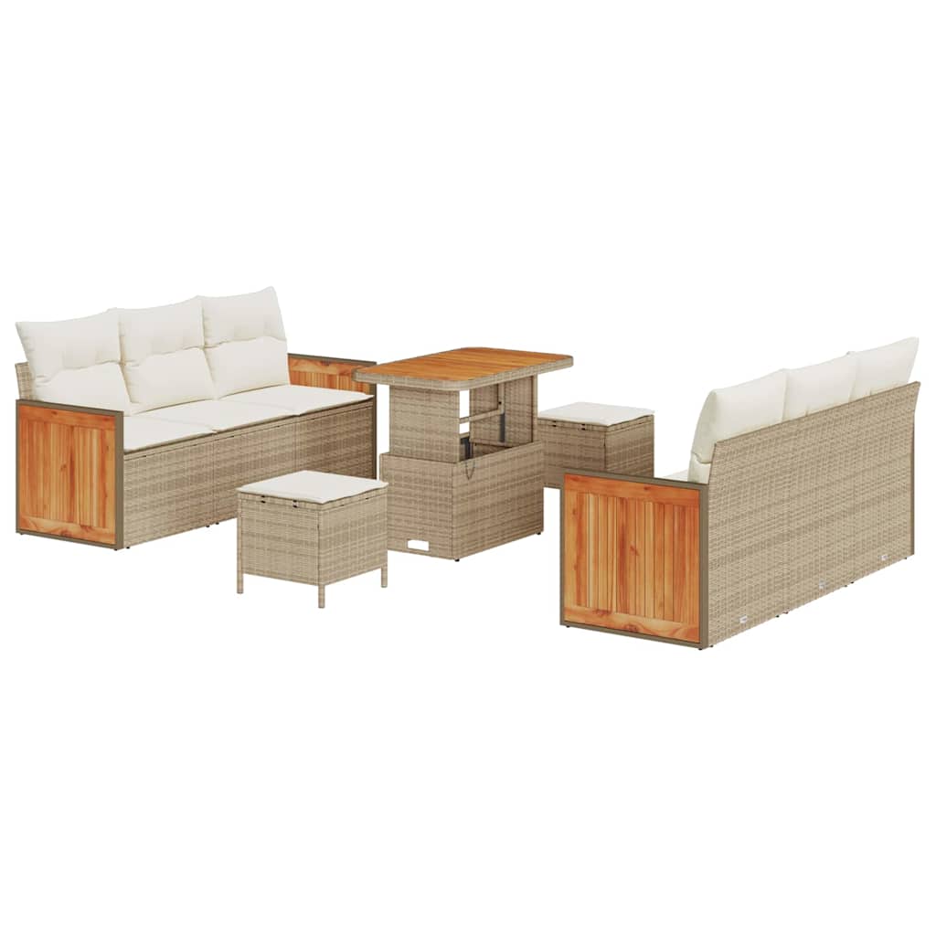 Tuinbankenset met kussen 11 pcs Beige en Crème poly rattan is nu te koop bij PeponiXL, paradijselijk wonen!