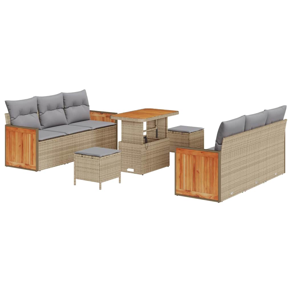 Tuinbankenset 11 pcs Beige en Licht Grijs poly rattan is nu te koop bij PeponiXL, paradijselijk wonen!