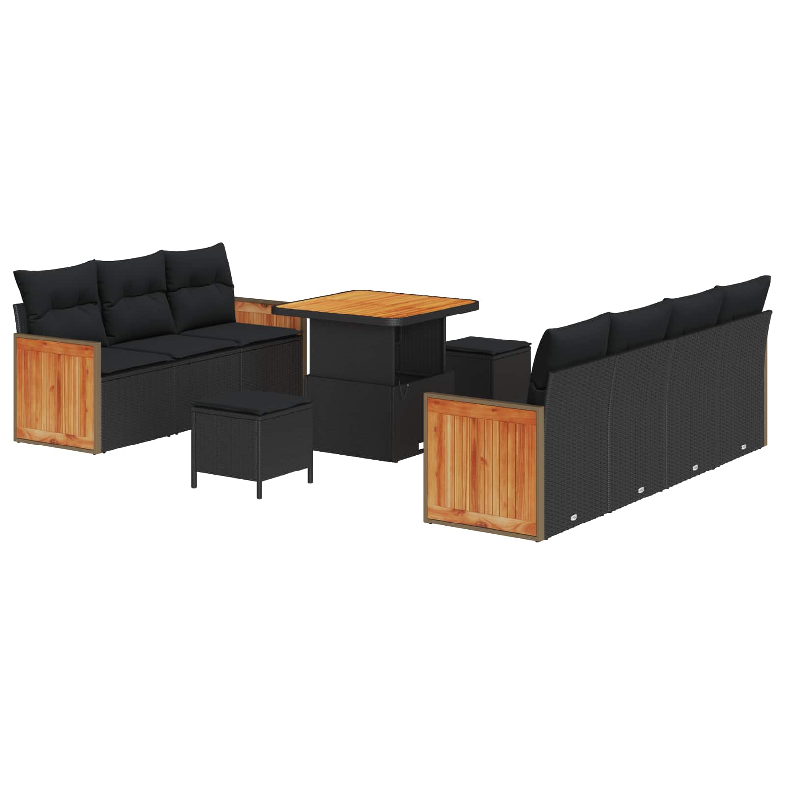 Tuinbankenset met kussen 13 pcs Zwart poly rattan is nu te koop bij PeponiXL, paradijselijk wonen!