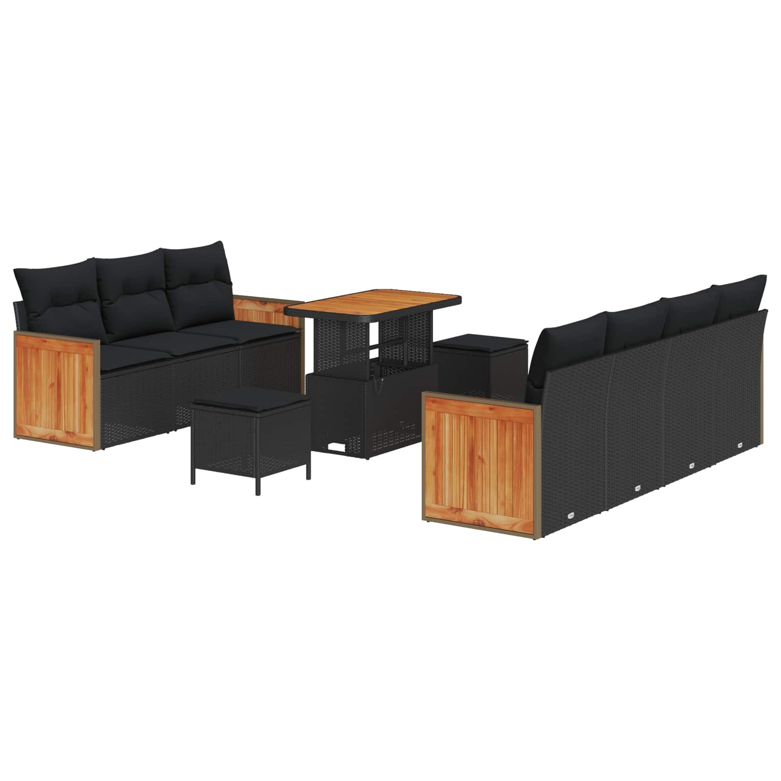 Tuinbankenset met kussen 13 pcs Zwart poly rattan is nu te koop bij PeponiXL, paradijselijk wonen!