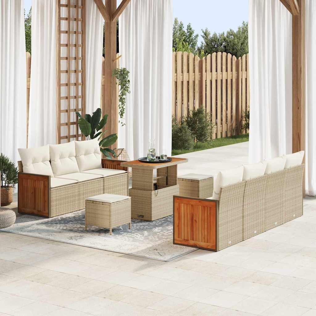 Tuinbankenset met kussen 13 pcs Beige en Crème poly rattan is nu te koop bij PeponiXL, paradijselijk wonen!